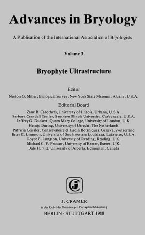 Honighäuschen (Bonn) - The six papers comprising volume 3 of Advances in Bryology treat various aspects of bryophyte ultrastructure. Together with the paper, ?Desiccation and Ultrastructure in Bryophytes,? by M. J. Oliver and J. D. Bewley in volume 2 of the Advances (1984), they provide a comprehensive summary of current investigations into the ultrastructure of mosses, liverworts, and homworts. Developmental, functional, and descriptive aspects of the featured structures and organelles receive emphasis in these papers, which contain a wealth of comparative data that is useful in assessments of the phylogenetic relationships of bryophytes.